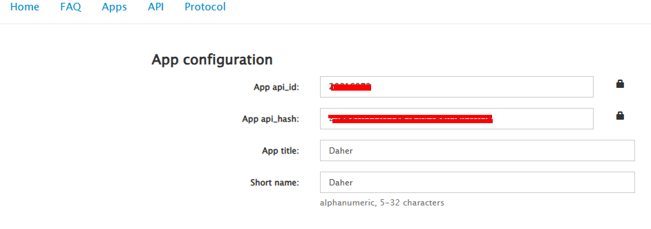 إنشاء API في موقع تليجرام